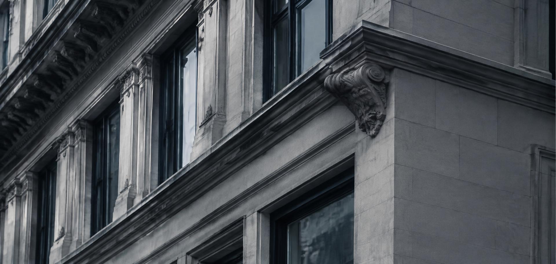 Limestone facade of a pre-war New York building